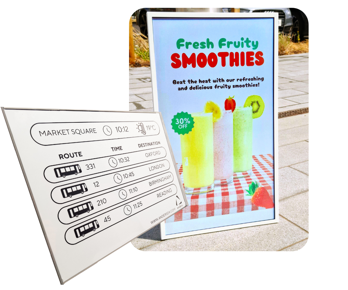 black and white ePaper display and a colour cholesteric LCD display